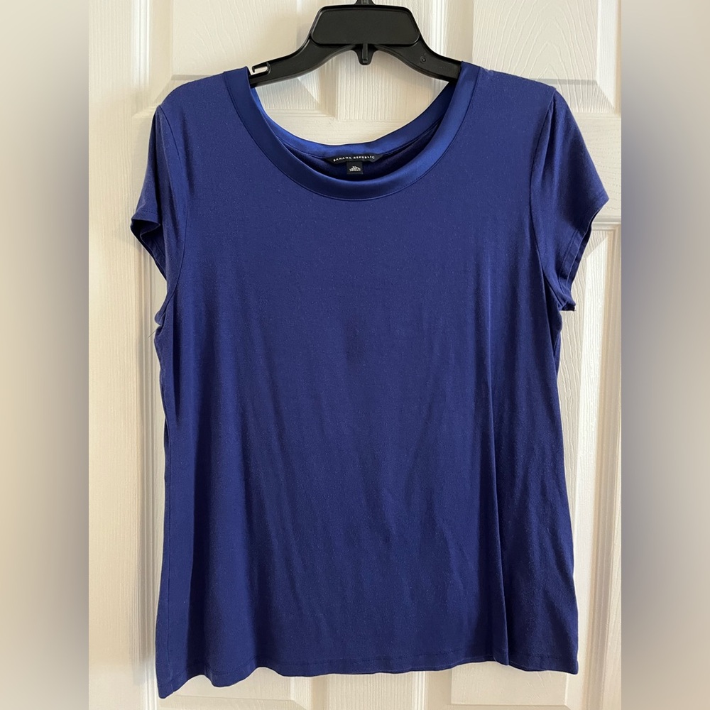 Navy blue short sleeve blouse